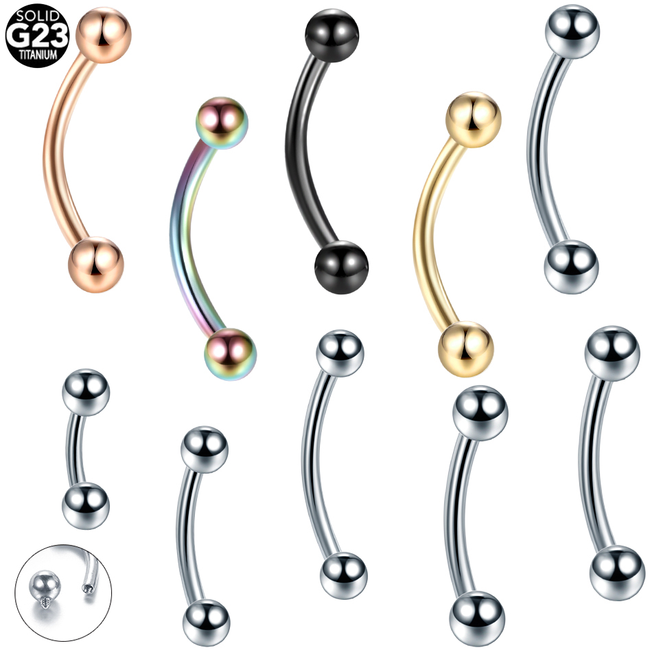 10 stks/partij G23 Titanium Wenkbrauw Banaan Piercing Ring Gebogen Barbell Lip Ring Knus Daith Helix Rook Earring Body Piercing Sieraden