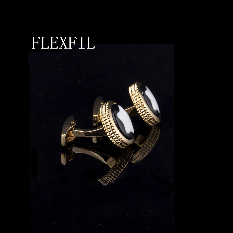 FLEXFIL Luxury Shirt Cufflinks for Men's Brand Cuff Buttons Cuff Links High Quality Round Wedding Abotoaduras Jewelry Gemelos
