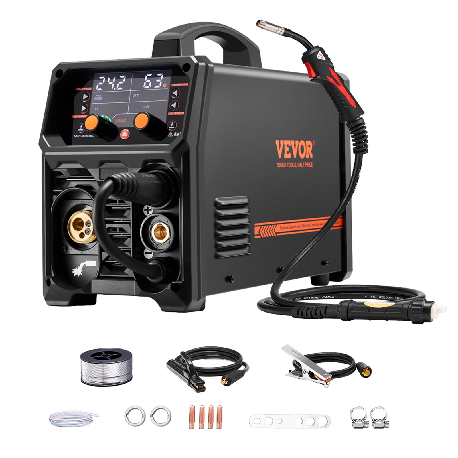 SucceBuy Spawarka MIG 5-w-1 200Amp Pluszowa Spawarka Mig Gazowa MIG/Spawanie Rdzeniem Topliwowym MIG/Elektrodą/Mig Lift TIG/AU TIG z Wyświetlaczem LCD