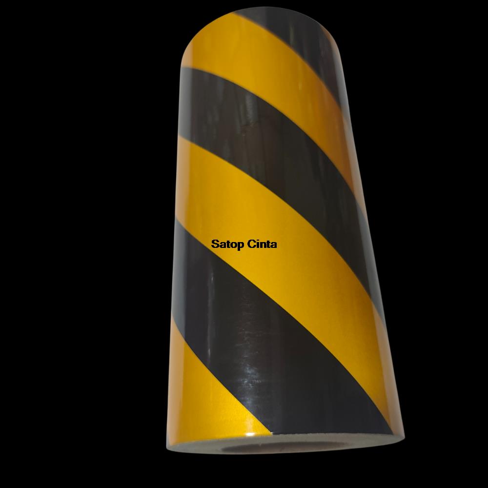 Cinta Reflectante de 30cm*5m, Material Reflectante Amarillo-Negro, Cinta Reflectante de Microesferas de Vidrio para Publicidad, Vinilo Impermeable, Adhesivo de Advertencia