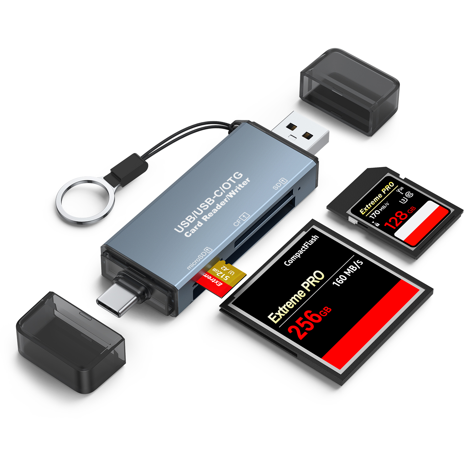 Lector de tarjetas CF Tarjeta de memoria SD 3 en 1 Cámara MicroSD SLR TypeC Doble propósito OTG 6 en 1 Disco U Transmisión y expansión de disco duro