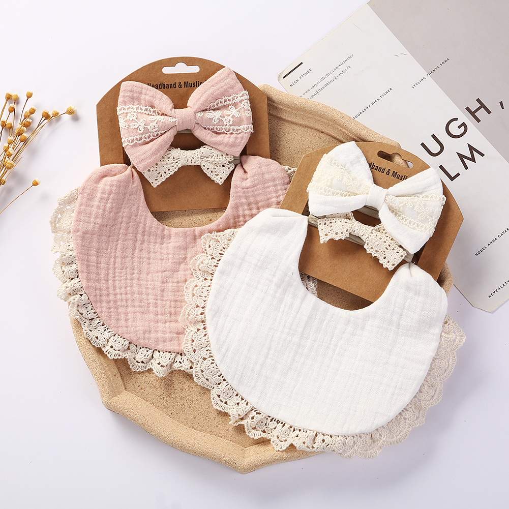 3 pçs/set sólido musselina algodão bambu babador do bebê borla rendas menino menina alimentação babar saliva toalha burp pano ajustável cachecol infantil