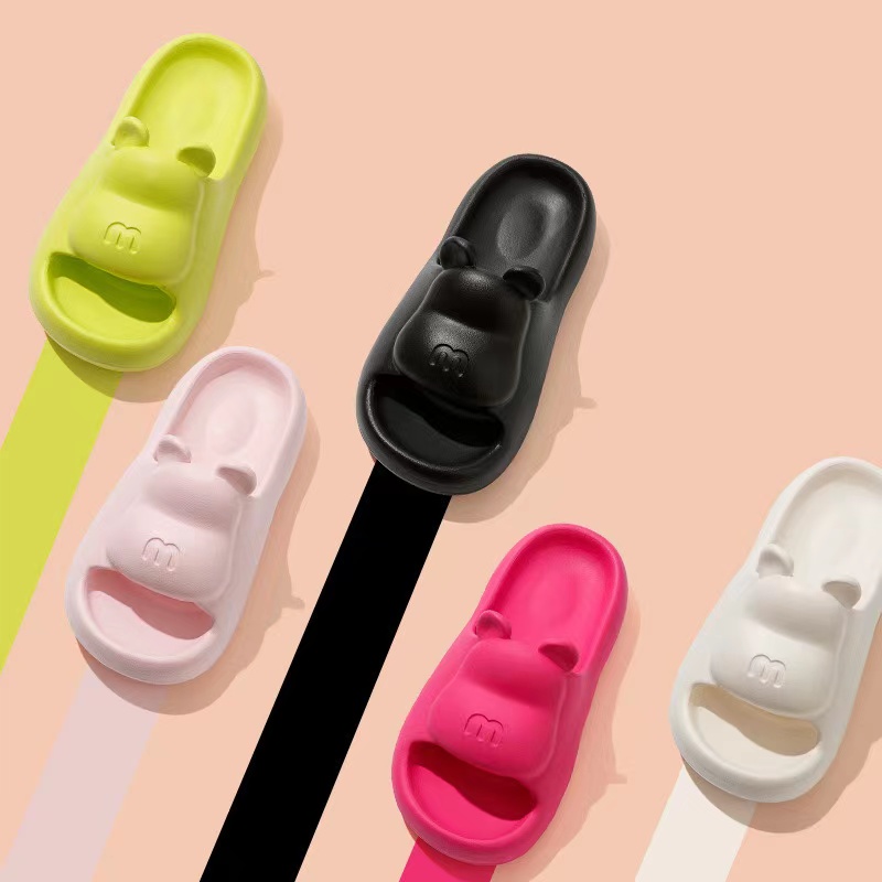 ฤดูร้อนรองเท้าแตะห้องน้ําแพลตฟอร์มลื่นหมีการ์ตูน Flip Flops ชายหาดผู้หญิงรองเท้าแตะรองเท้าแตะสไลด์รองเท้าแตะกลางแจ้งในร่ม