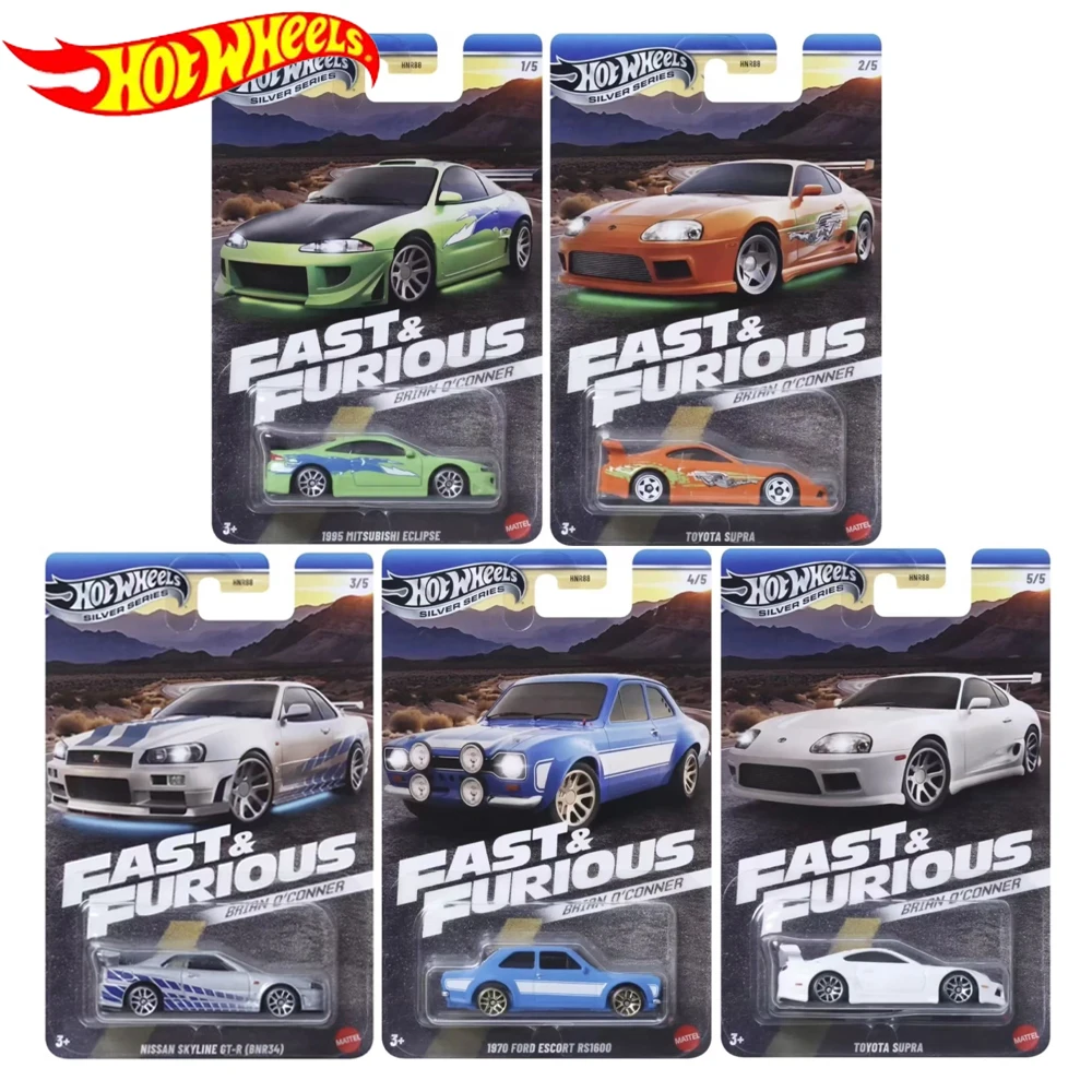 Hot Wheels Cars Fast & Furious HNR88 TOYOTA SUPRA NISSAN SKYLINE GTR (BNR34) Литая под давлением модель автомобиля, игрушки, подарок для мальчиков