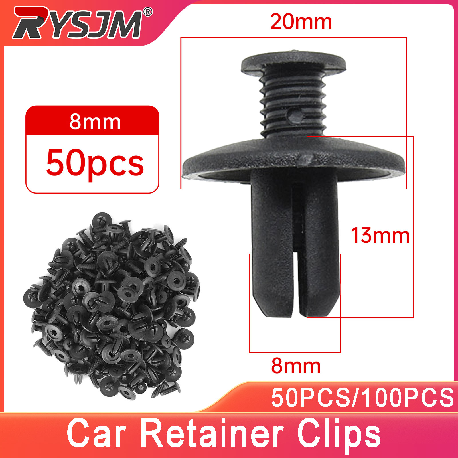 Rivets en plastique de 8mm, vis de fixation, 50/100 pièces, clips de retenue noirs pour pare-chocs de voiture, pour Toyota Honda Kia