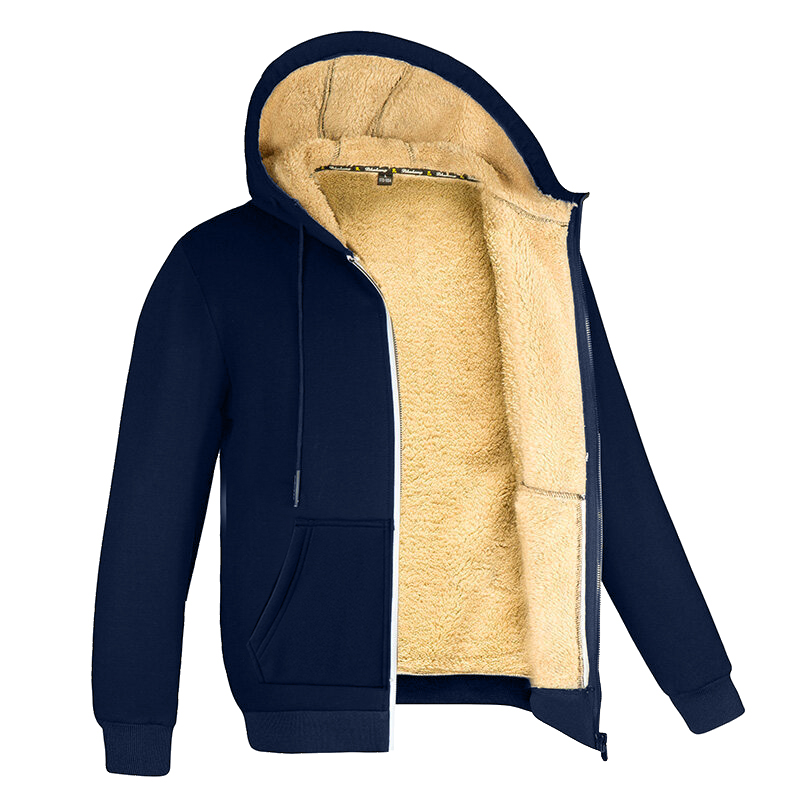 Sudaderas con capucha de lana de cordero para hombre, Chaqueta de algodón con cremallera, chaqueta cálida más gruesa de talla grande, abrigos negros de lana, chaquetas para hombre