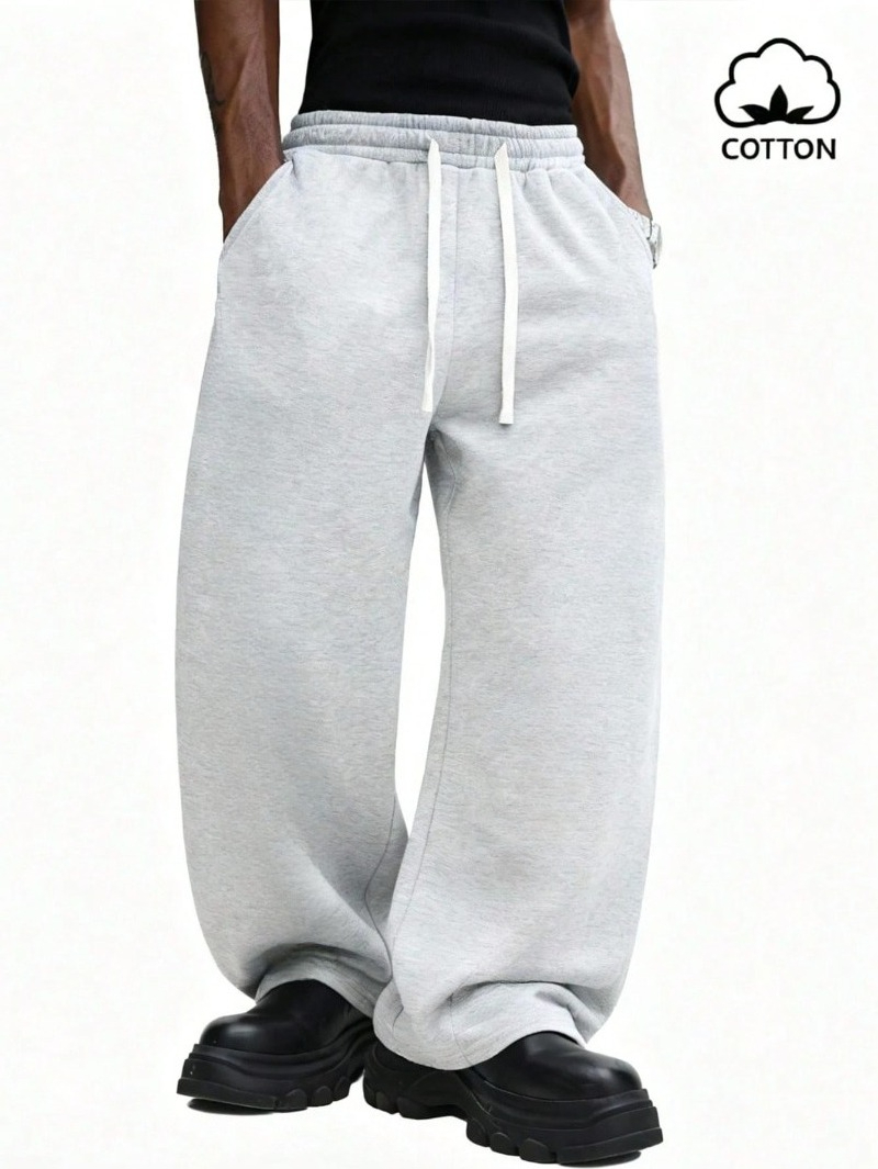 Pantaloni sportivi rilassati con coulisse Pantaloni da jogging erica Pantaloni da salotto casual Comodi pantaloni in misto cotone con elastico in vita, uomo grigio