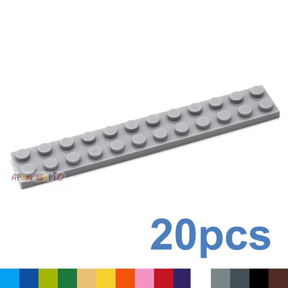 20 piezas 2x12 puntos DIY bloques de construcción figuras delgadas ladrillos 12 colores tamaño creativo educativo Compatible con 2455 juguetes para niños