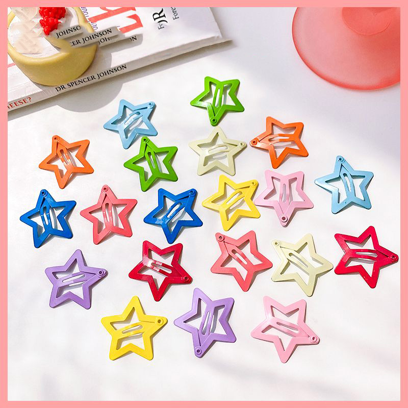 Lot de 20 accessoires pour cheveux pour filles, jolies petites étoiles à cinq branches, pinces à cheveux couleur bonbon, barrettes douces, coiffure pour enfants