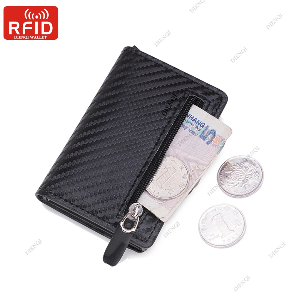 Fibra de carbono rfid titular do cartão de crédito carteiras dos homens armazenamento saco de dinheiro bolsa de mão pequena mini carteiras finas carteira masculina