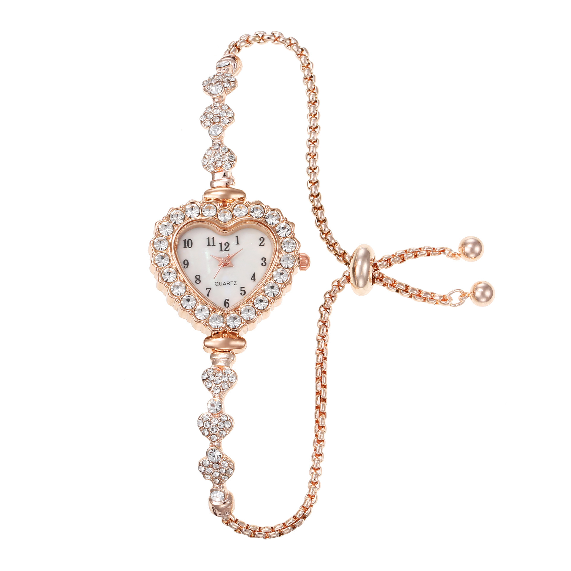 Nieuwe dames hartvormige diamanten bezaaide stalen riem mode veelzijdige hoge schoonheid dagelijkse bijpassende armband horloge relogio