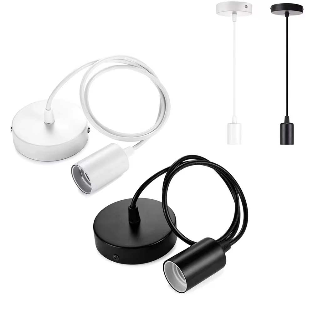 Suporte da lâmpada e27 parafuso-tipo kit de iluminação pendurado soquete de luz com linha lustre conjunto diy retro pendurado acessórios da lâmpada