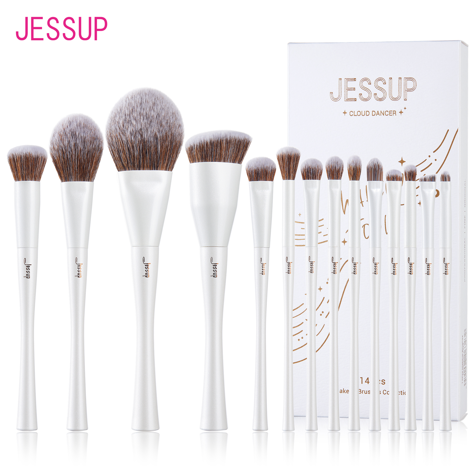 Jessup ensemble de pinceaux de maquillage, 4-14 pièces pinceaux de maquillage, fond de teint synthétique Premium correcteur poudre fard à paupières pinceau de mélange T343