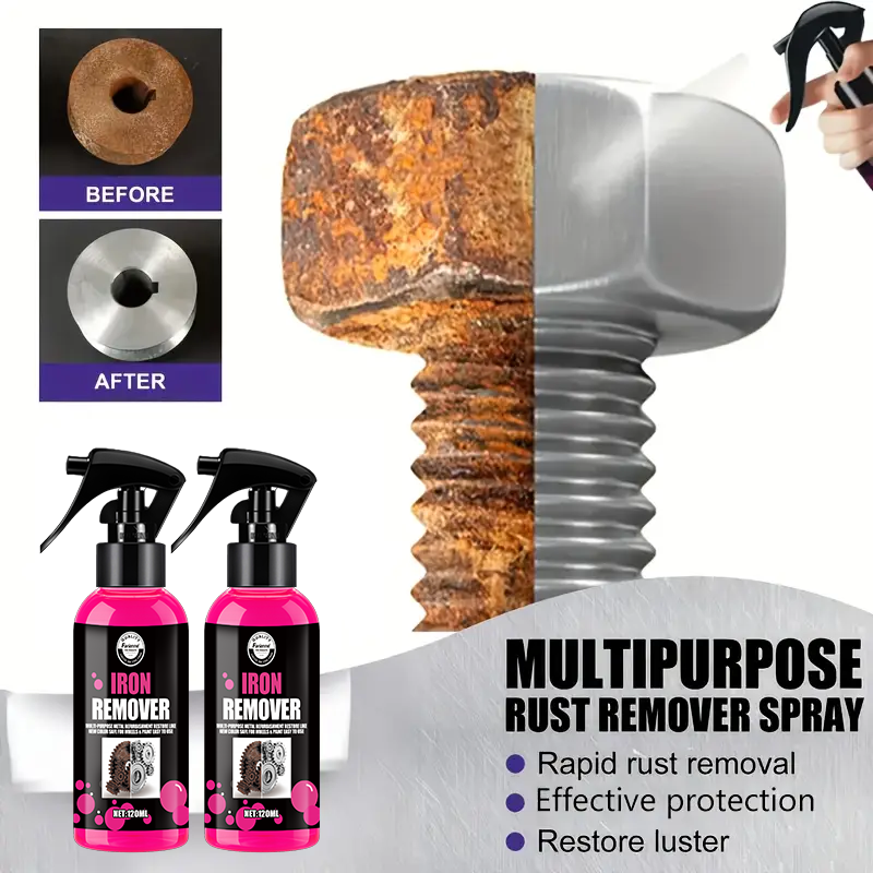 Universele roestverwijderaar spray 1PC- 120ML, snelwerkende ijzeroxidatie-eliminator, herstelt de glans, veilig op diverse oppervlakken
