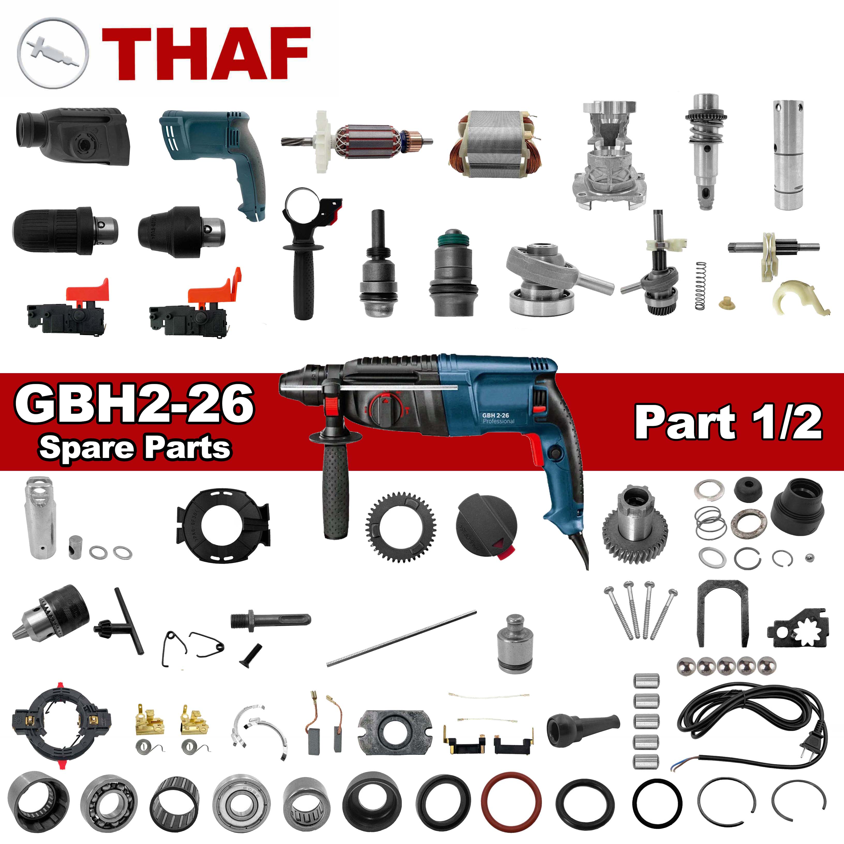 THAF Reemplazo piezas de recambio Herramientas eléctricas Accesorios para BOSCH Martillo Perforador GBH2-26 GBH2-26DRE GBH2-26DF