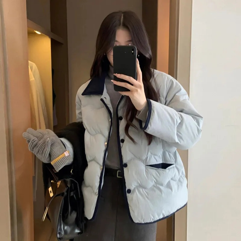 Parkas de algodón para mujer, Abrigo acolchado, informal, holgado, de talla grande, ligero, para otoño e invierno, novedad de 2024