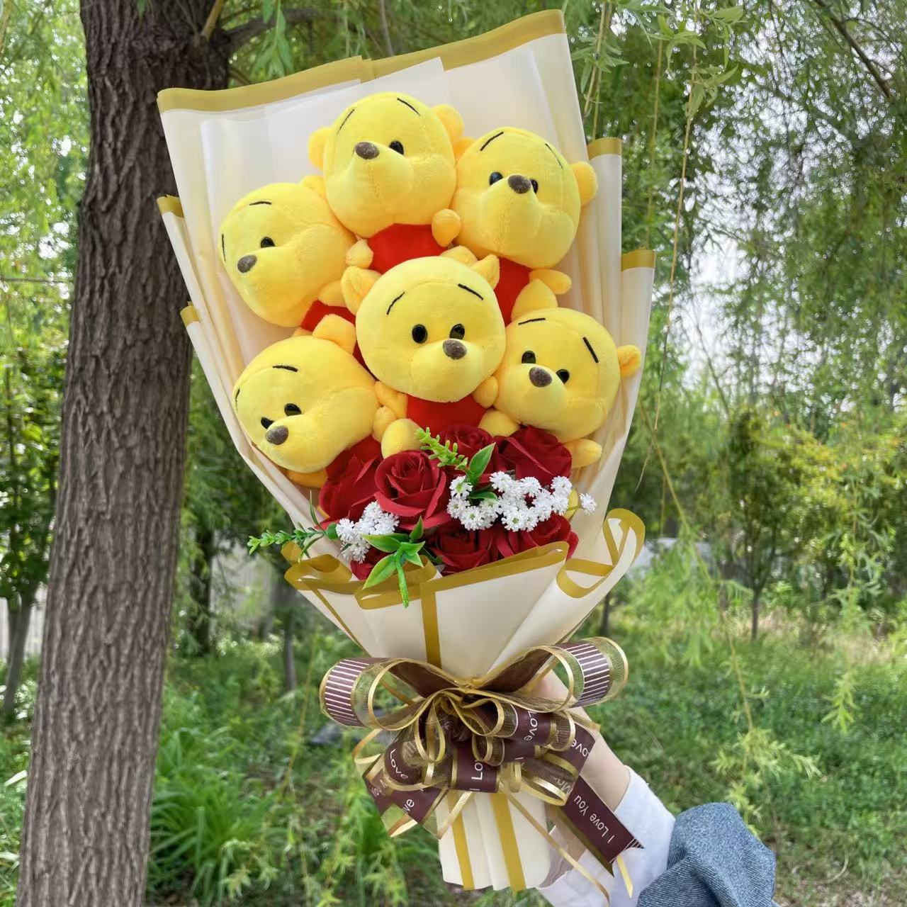 Букет Уа из мультфильма Винни, бассейн, подарочная коробка, мягкие игрушки, букет цветов, украшение для дома, рождественские подарки на день Святого Валентина