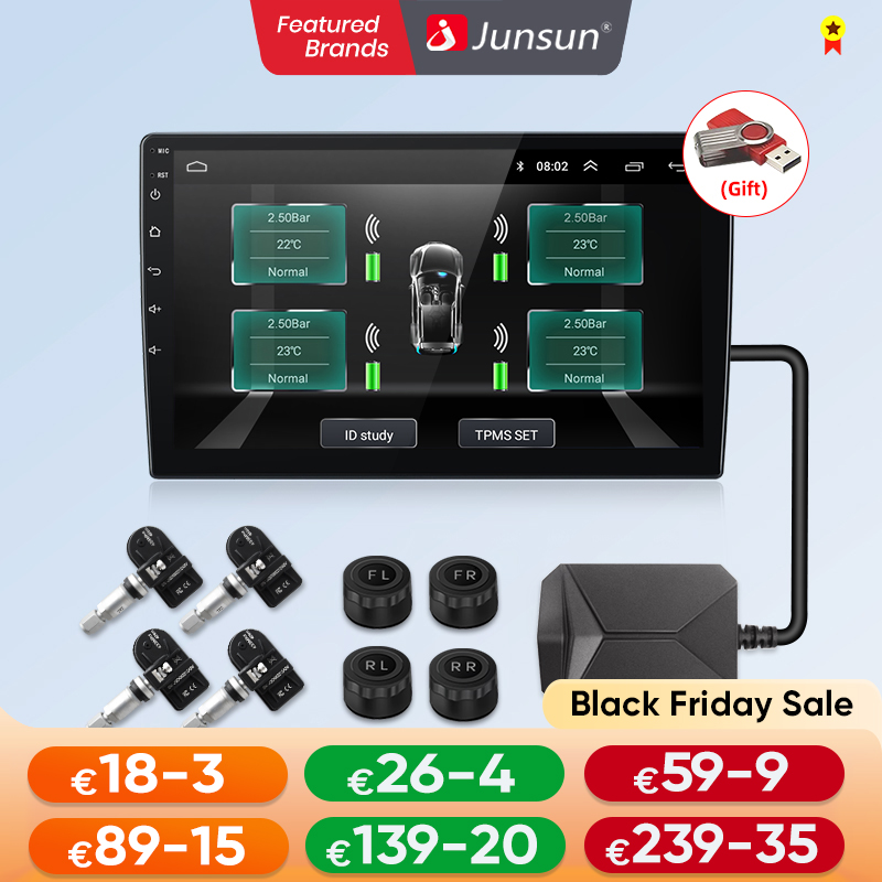 Junsun USB Tire Pressure Monitoring Alarm System TPMS With 4 Internal Sensors for Junsun Android Car DVD Player Navigation