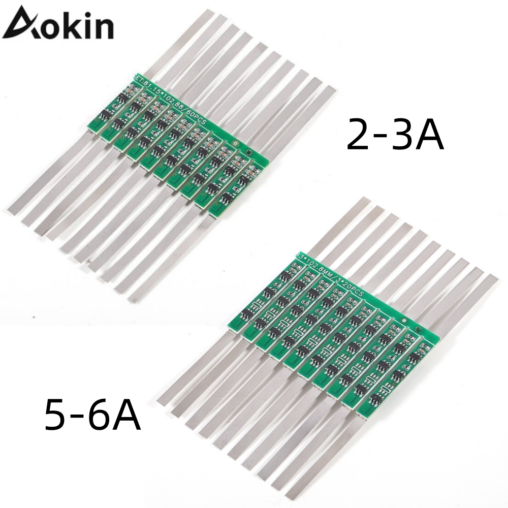 10 Uds 1S 3,7 V 3A/5-6A Li-ion BMS PCM Placa de protección de batería PCM con correa para batería de iones de litio 18650