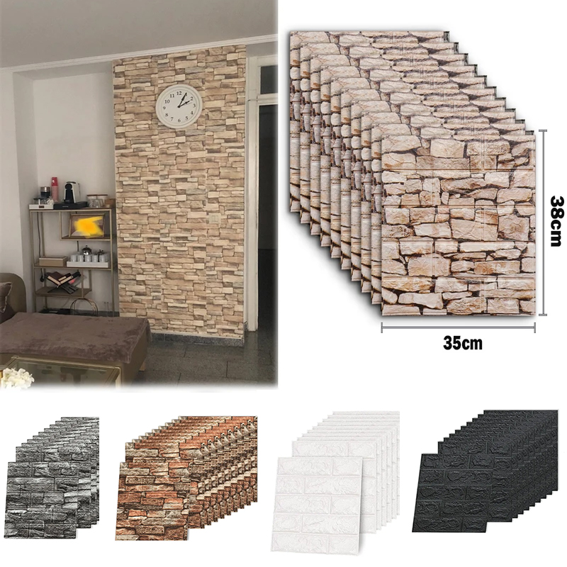 10 stuks 3D-sticker zelfklevend behang anti-huishoudelijke muurimpact decoratieve sticker meubelaccessoires