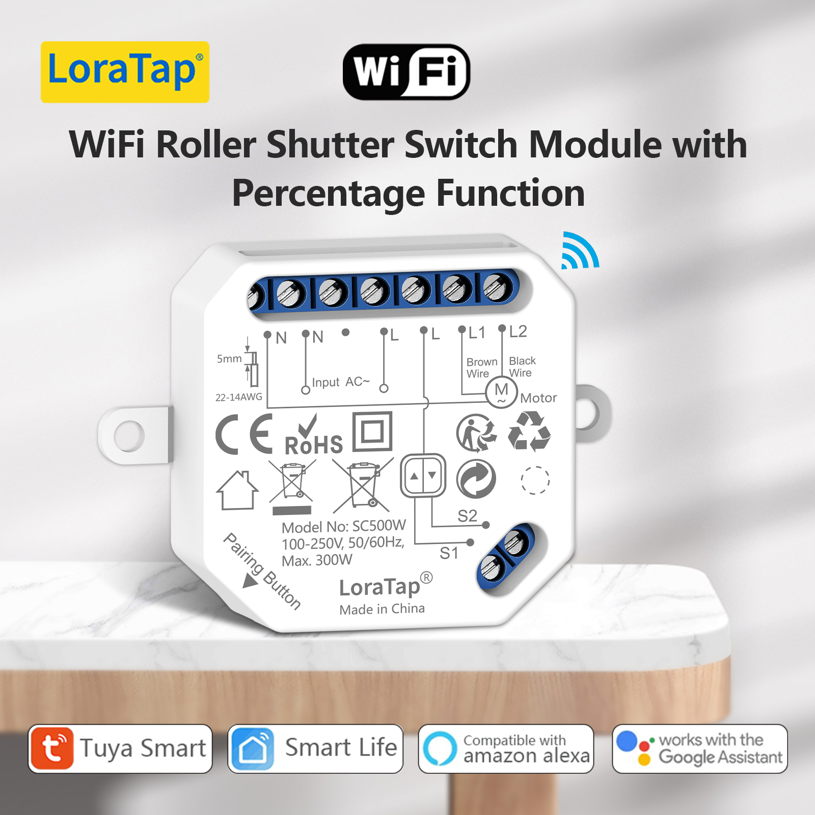 LoraTap Tuya WiFi inteligente interruptor de cortina módulo de relé para persiana enrollable persianas de ventana Google Home Alexa Control de voz nueva versión