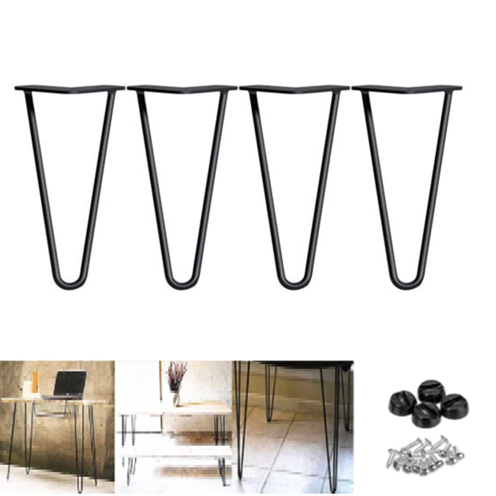 10 Inch Metalen Tafelpoten 25Cm Haarspeld Been Zwart 2 Staaf 10Mm Midden Eeuw Moderne Industriële Stijl Voor Koffietafels Bank Bureau Been