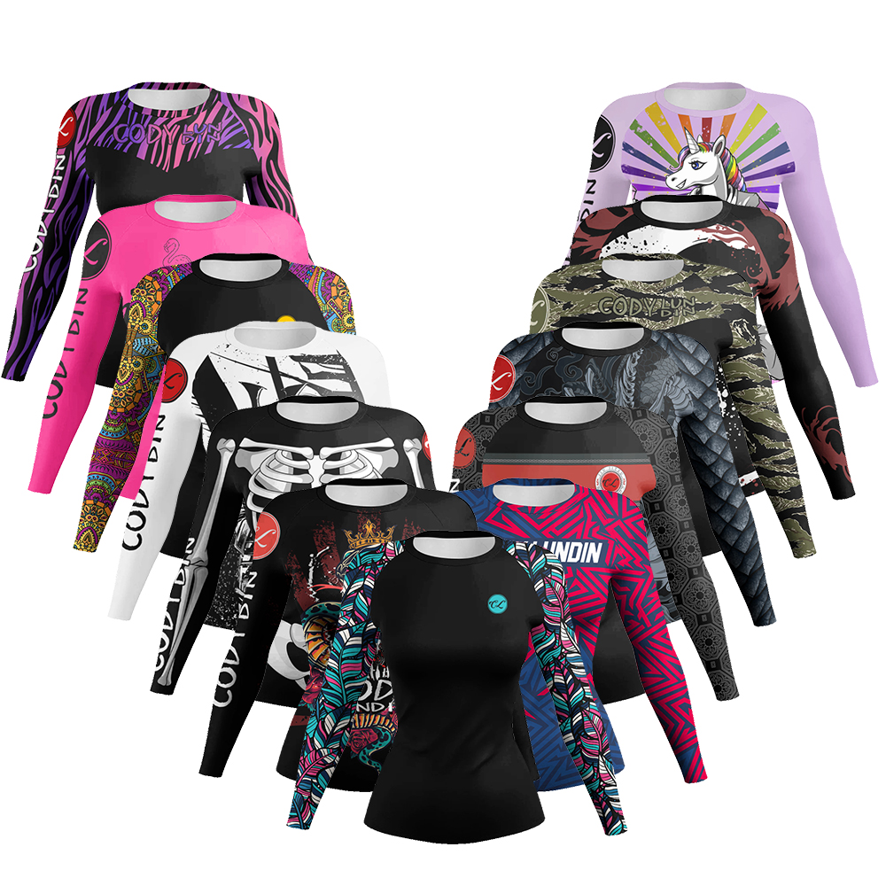 Fashion 3D Printed Comics MMA T-Shirt Women Compression Long Sleeve Fashion Bjj Rashguard Boxing Cosplay Costume Sport T Shirts