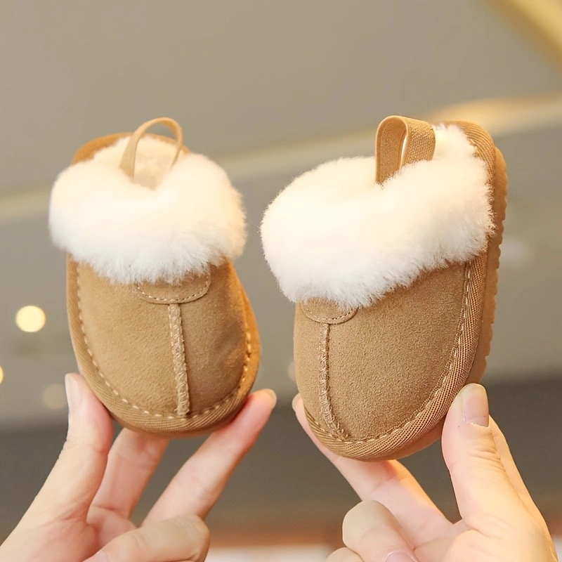 0–18 Monate männliche und weibliche Baby-Herbst- und Winter-Baumwollhausschuhe mit Plüschisolierung, weicher Sohle, bequeme Indoor-Wanderschuhe