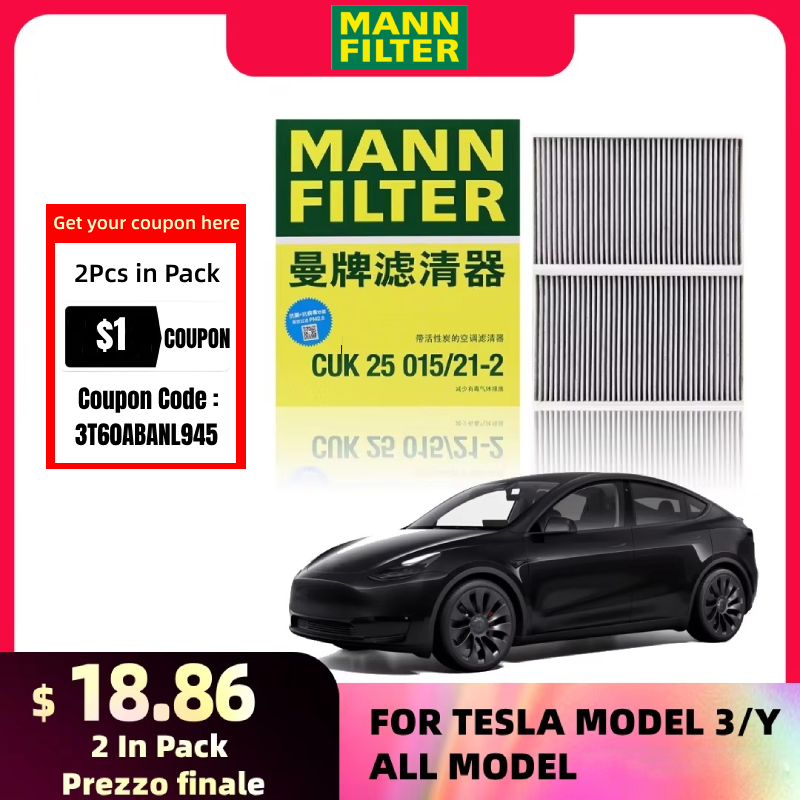 Для Tesla Model 3 Model Y EV MANN FILTER CUK25015/21-2 2 шт. встроенный салонный фильтр с активированным углем 1107681 -00-А 1107681 -00-Б