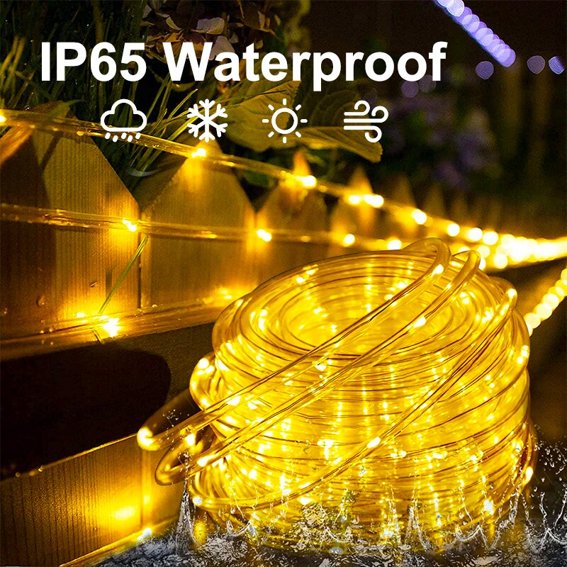 โคมไฟพลังงานแสงอาทิตย์ LED กลางแจ้ง50LED 7เมตร, ไฟนางฟ้าประดับตกแต่งคริสต์มาสกันน้ำโคมไฟสตริงสำหรับระเบียงสวนรั้วสนาม