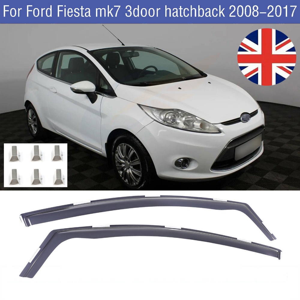 Deflectores de viento para ventana delantera, 2 piezas, para Ford Fiesta 2008-2017 MK7, 3 puertas, Reino Unido