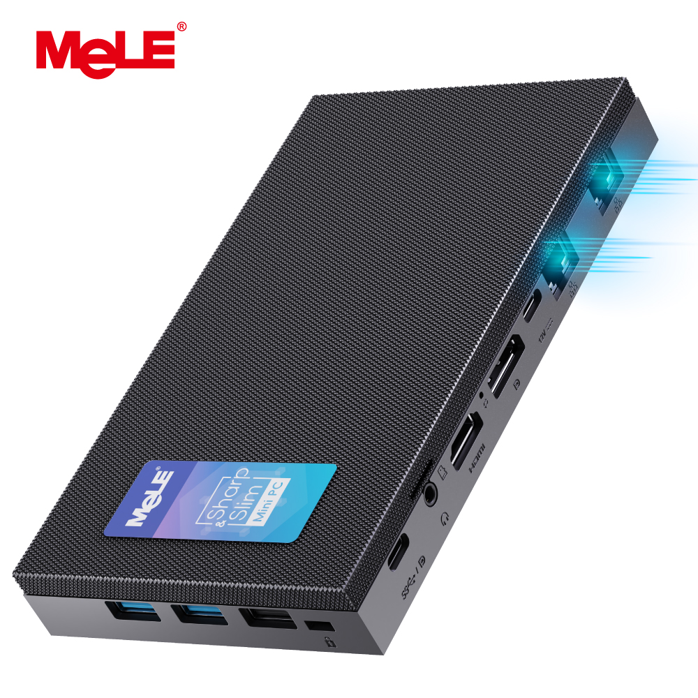 MeLE QuieterDL Fanless N150 Mini PC 2,5 Gb Dual LAN Micro PC USB-C HDMI2.0 DP1.4 USB C pantalla ordenadores de escritorio
