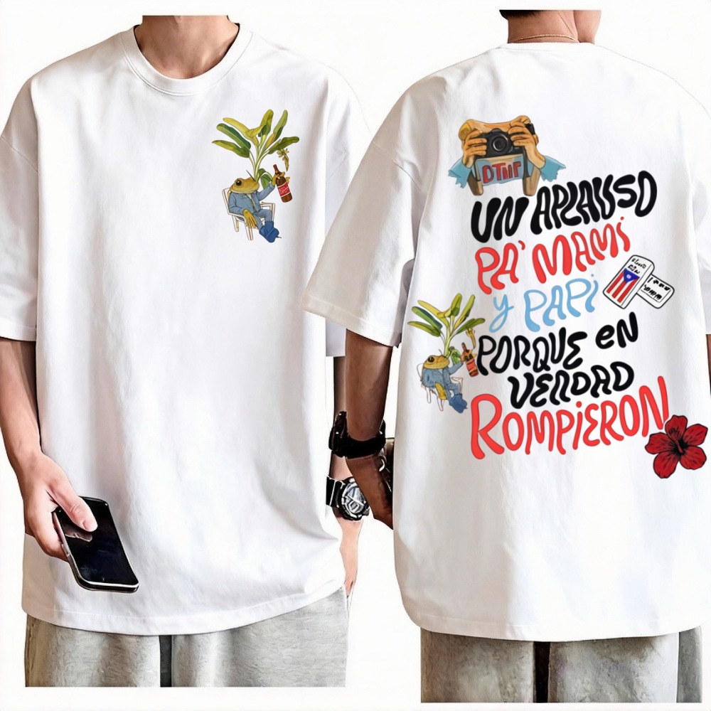 T-Shirt Bad Bunny World Tour 'Debi Tirar Mas Fotos DTMF', Magliette Rapper per Uomo e Donna, Moda Hip Hop Vintage, Abbigliamento Streetwear