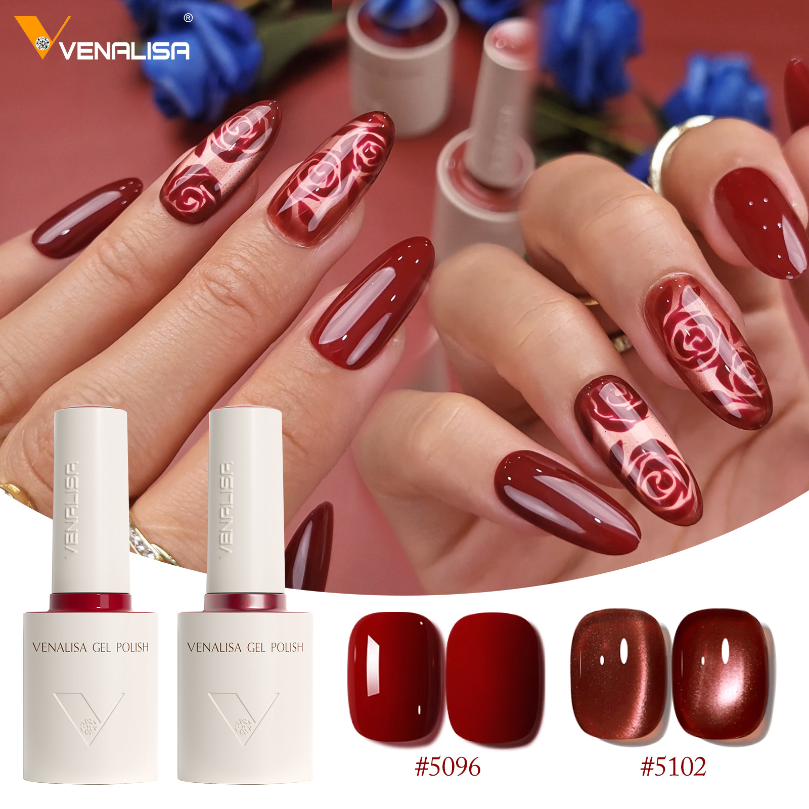 VENALISA 10ml Nail Gel Polish 108Colors HEMA/TPO Free UV LED SoakOff Long Lasting High Gloss Base TopCoat for Salon DIY Manicure