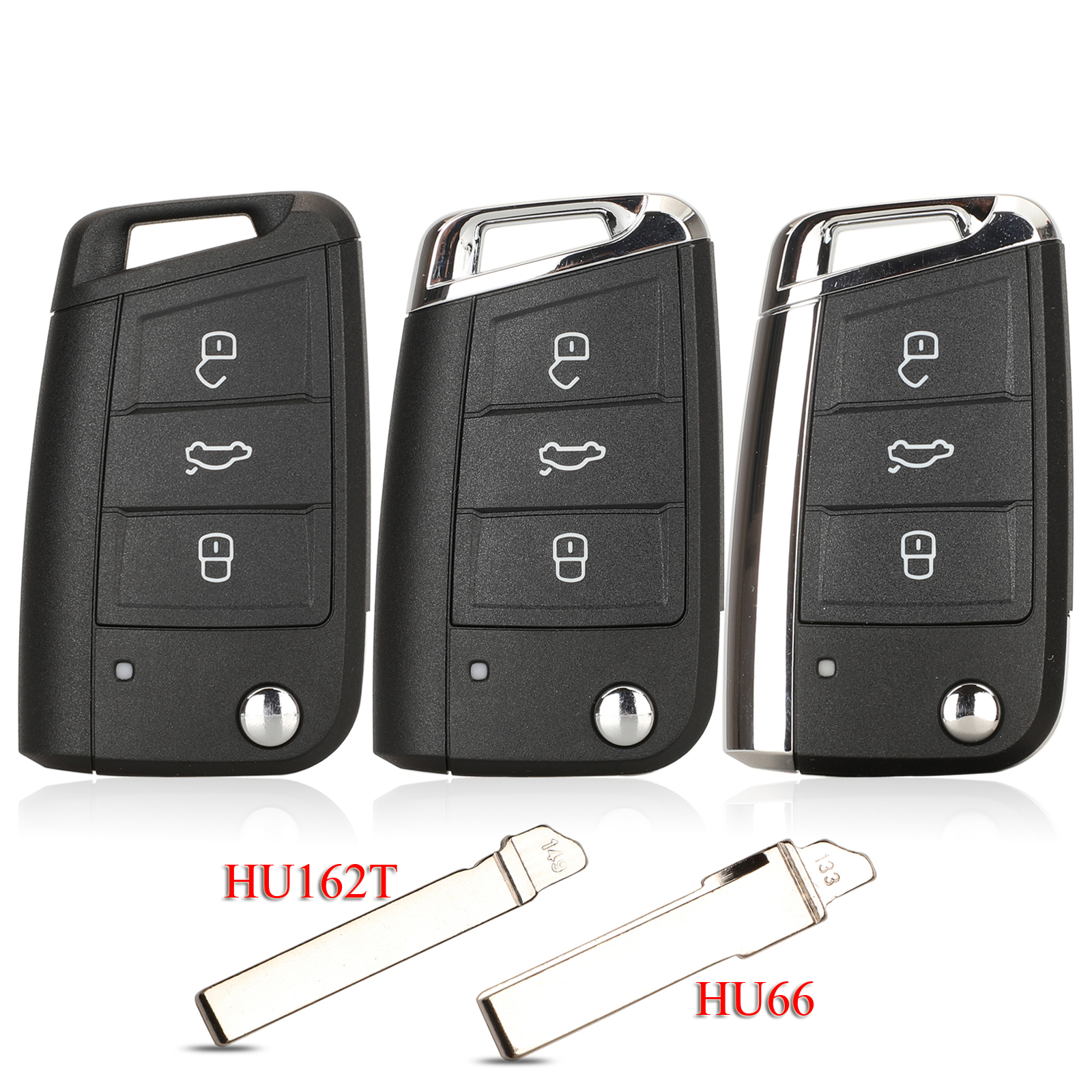 Jingyuqin Klapp Schlüssel Shell Für Volkswagen VW Golf7 MK7 Skoda Sitz 3 Tasten Fernbedienung Auto Schlüssel Fall Abdeckung Mit HU66/HU162T Klinge