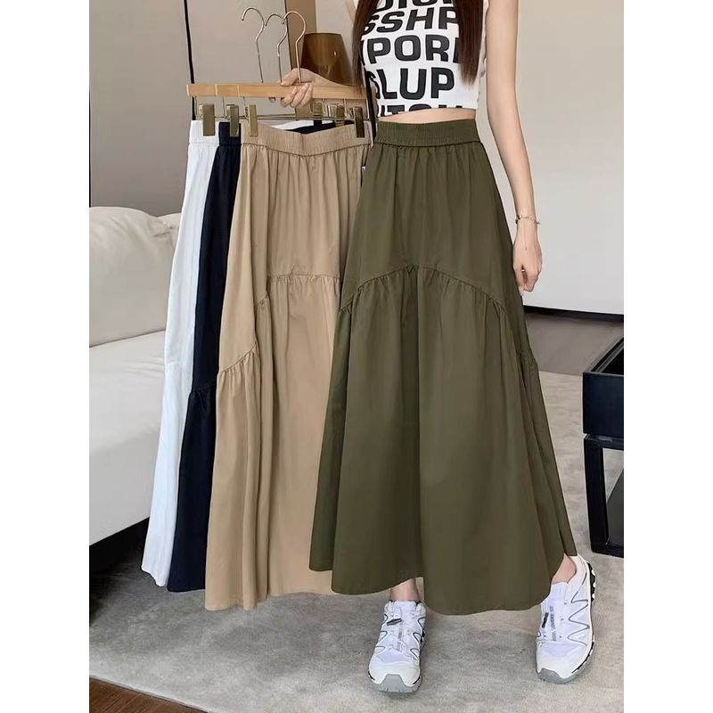 ファッショナブルなプリーツミニスカートショート女性のための夏の新しい韓国スタイルのデザインセンス弾性ウエストロングスカート女性のドレス