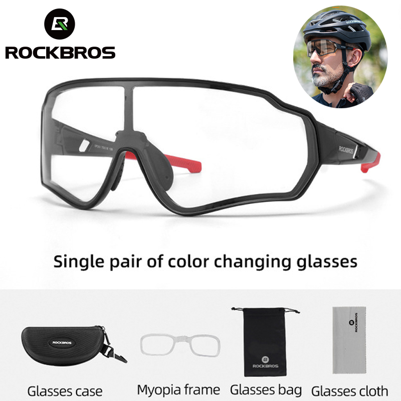 Kacamata Sepeda ROCKBROS Fotokromik untuk Sepeda Jalan Raya UV400, Kacamata Bersepeda MTB Gunung