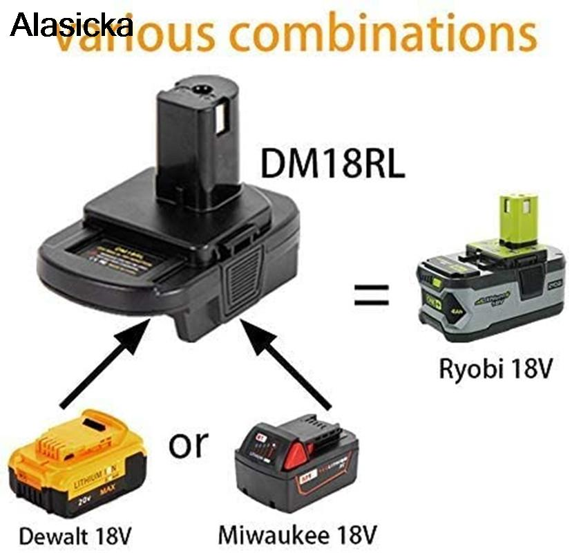 DM18RL MT20RNL BPS18RL อะแดปเตอร์สำหรับ Makita DEwalt Milwaukee Black Decker Porter-Cable Stanley Li-Ion Battery สำหรับ RYOBI 18V เครื่องมือ