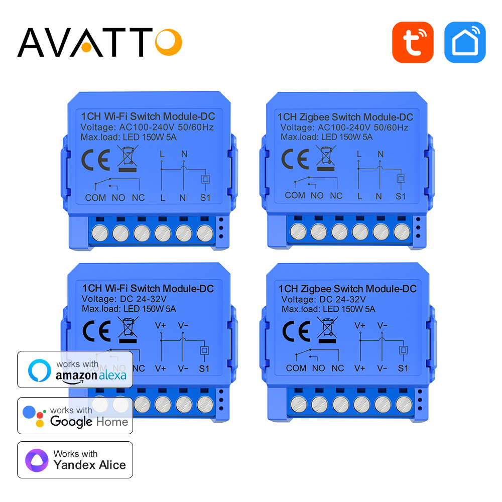 Avatto Tuya Wifi/ZigBee Smart Trocken kontakt Universal Breaker,DC 24-32V/AC 100-240V Switch-Modul funktioniert mit Alexa Google Home