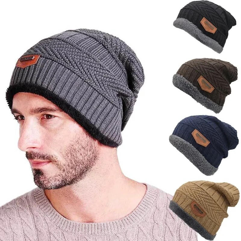 Gorros masculinos chapéu de inverno feminino chapéus de malha para homens boné de inverno gorro grosso quente sem aba gorro de pele dos homens