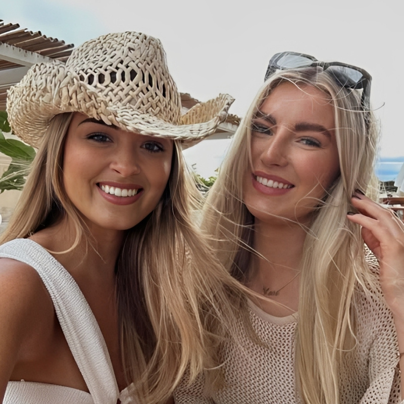Maïsvezel Vintage Cowboy Hoeden Strohoed Zomer Strand Bohemian Dames Heren Western Houten Kraaltjes Uitgeholde Zonnehoed Vakantie Pet