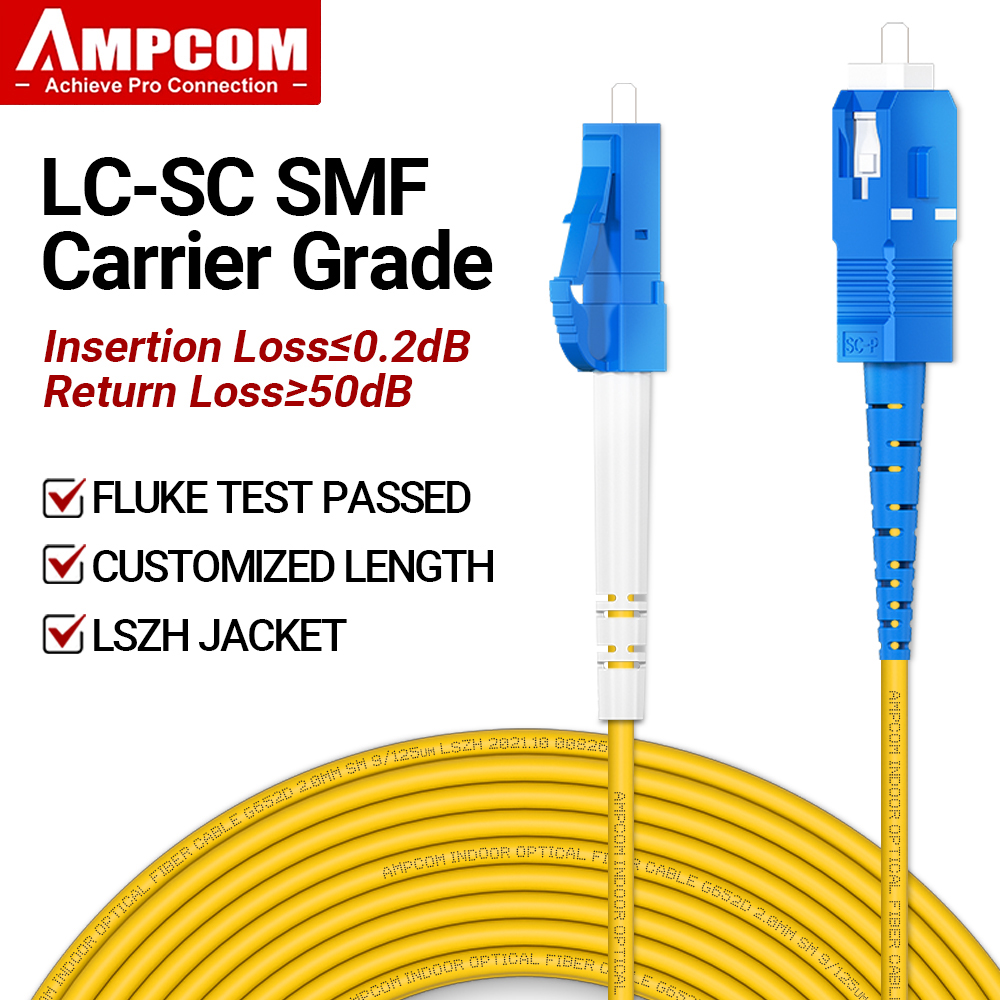AMPCOM LC auf SC UPC Glasfaser-Patchkabel Singlemode Simplex SMF 9/125 μm Single Mode Bend Insensitive 2,0 mm Glasfaserkabel
