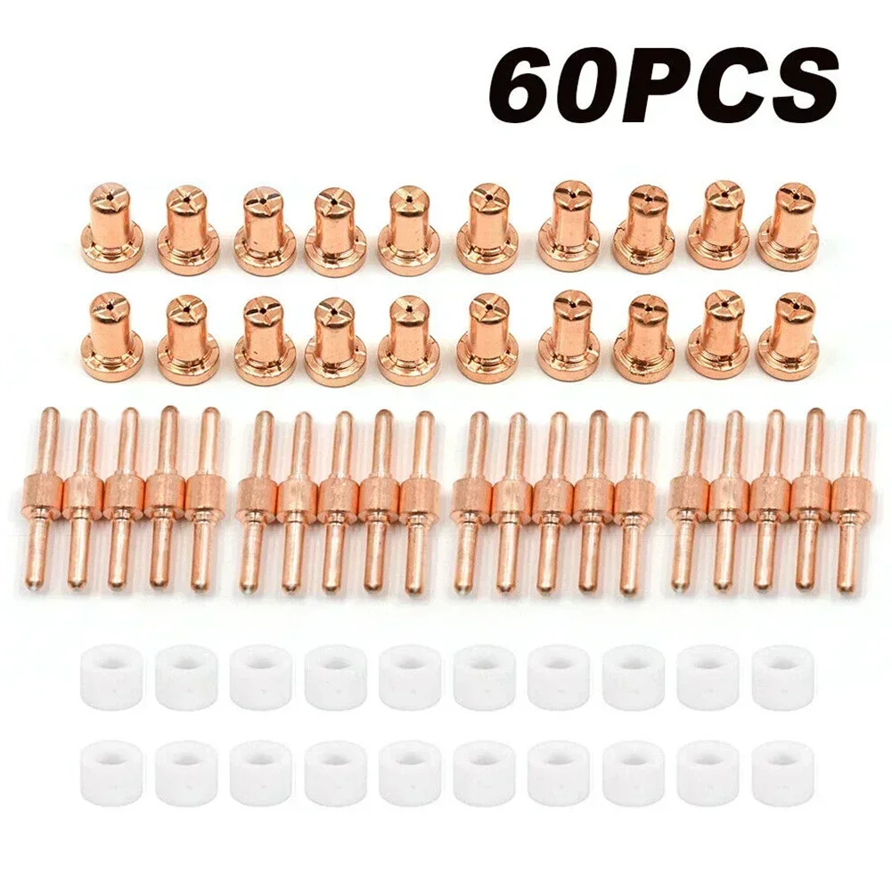 60Pcs Air Plasma Cutter Düse Tipps Verbrauchsmaterialien Für LG-40 PT-31 Taschenlampe CUT40 Elektrode Spitze Taschenlampe Kit