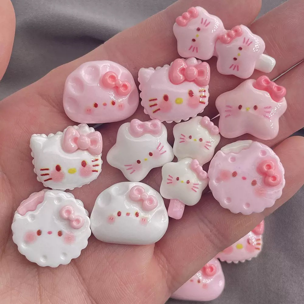 12 pares de zapatos de Hello Kitty, accesorios de calzado con diseño de gato de dibujos animados, adecuados para sandalias, decoraciones para sandalias, regalos festivos