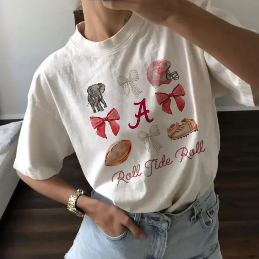 Camisetas estampadas de fútbol de rugby para mujer, ropa estética con patrón, Camiseta de algodón de estilo informal de verano