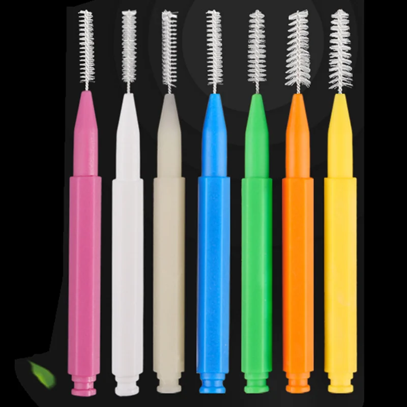 40 Stuks Rager 0.4-1.2 Mm Push-Pull Verwijdert Voedsel Plaque Betere Mondhygiëne Whitening Schoon Tandheelkundige nylon Borstel Tool