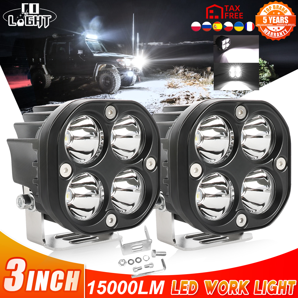 CO LIGHT Faretto da lavoro a LED da 3 pollici 12V 24V Fendinebbia Guida fuoristrada 4X4 4WD Faretto a LED per camion Auto ATV SUV ATV UAZ Moto