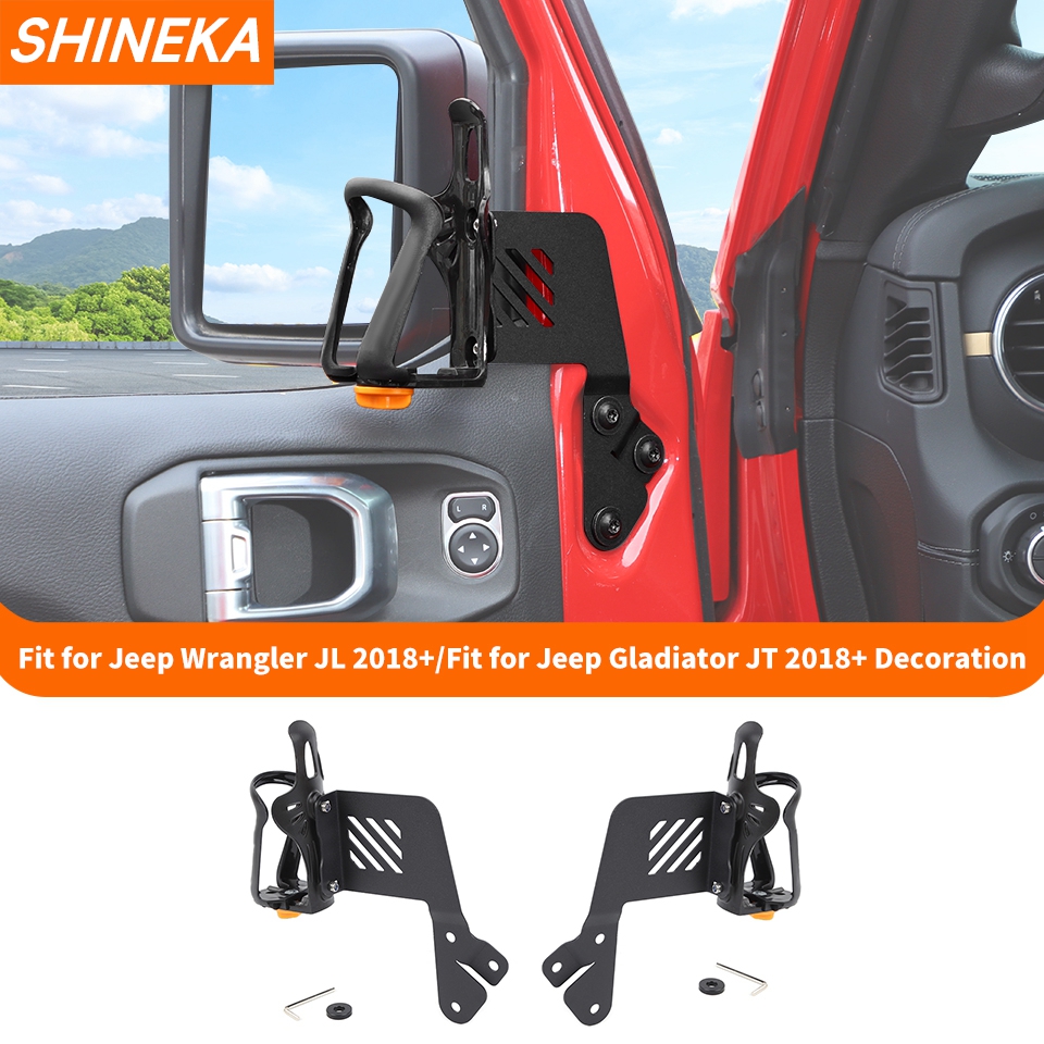 SHINEKA Ferro Auto Porta Anteriore Laterale Staffa di Tazza di Acqua Portabevande Per Jeep Wrangler JL Gladiator JT 2018 Up Accessori Interni