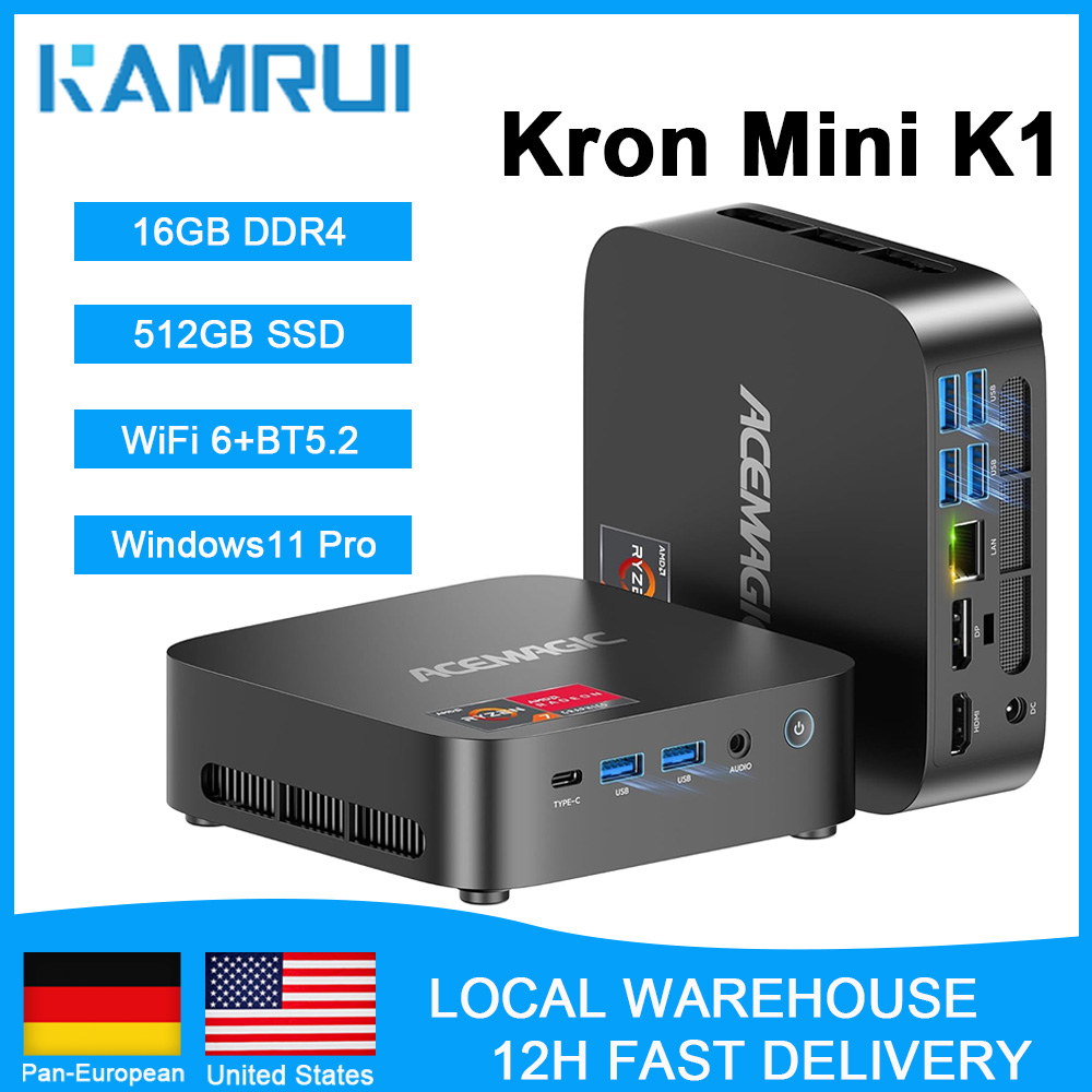 KAMRUI Mini Gaming PC AMD Ryzen 5 7430U 16/32GB DDR4 512GB M.2 SSD Radeon RX Vega 7 Win11Pro WiFi6 BT5.2 4K UHD Desktop Computer