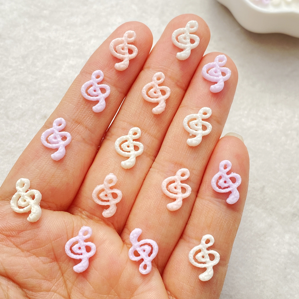 50 Uds. De Mini símbolo Musical rosa de resina mixta para decoración de uñas, apliques de piedra plana, abalorios navideños DIY, manualidades decorativas para álbum de recortes